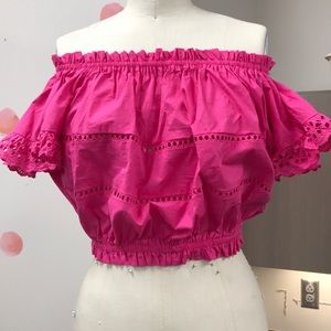 Hot Pink Off the Shoulder Crop
